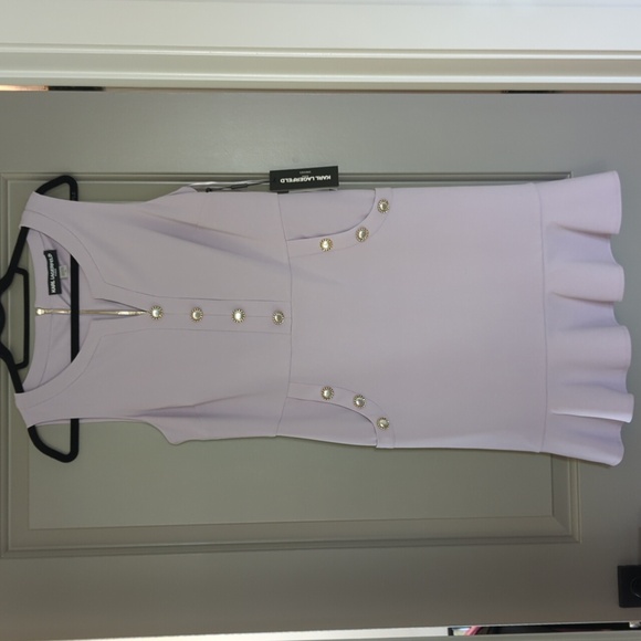 Karl Lagerfeld PARIS Button Accent Scuba Crepe Sheath Dress size 10 - Picture 3 of 8